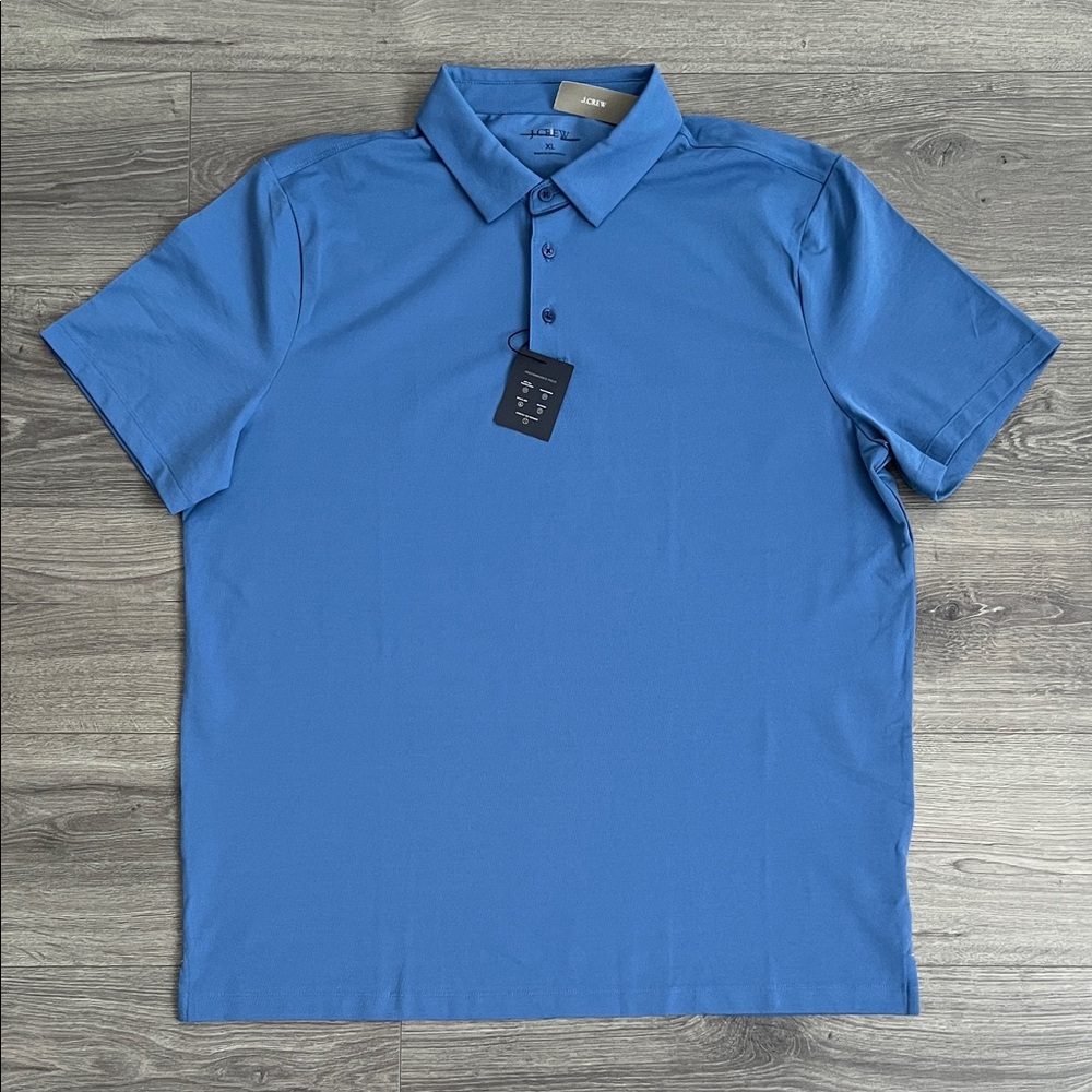 J.CREW Performance Pique Polo Shirt Mens XL Dawn Mist Blue Golf Casual Outdoors